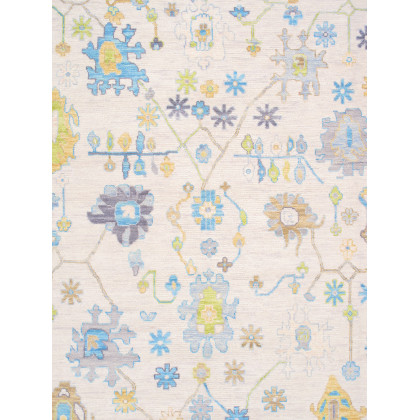 Pasargad - Oushak Collection Hand-Knotted Wool Area Rug in Ivory/Gray, 122" x 173" (78369 10x14)