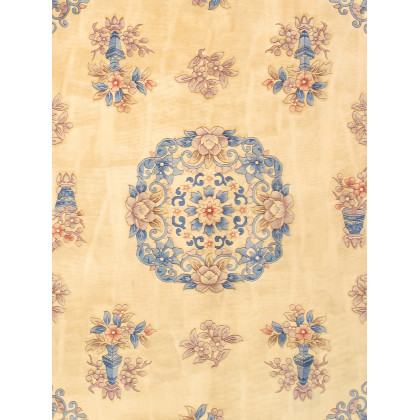 Pasargad - Art Deco Collection Hand-Knotted Wool Area Rug in Ivory/Blue, 106" x 142" (97895 9x12)