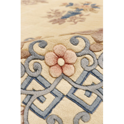 Pasargad - Art Deco Collection Hand-Knotted Wool Area Rug in Ivory/Blue, 106" x 142" (97895 9x12)