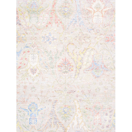 Pasargad - Oushak Collection Hand-Knotted Wool Area Rug in Beige/Silver, 108" x 146" (990074 9x12)