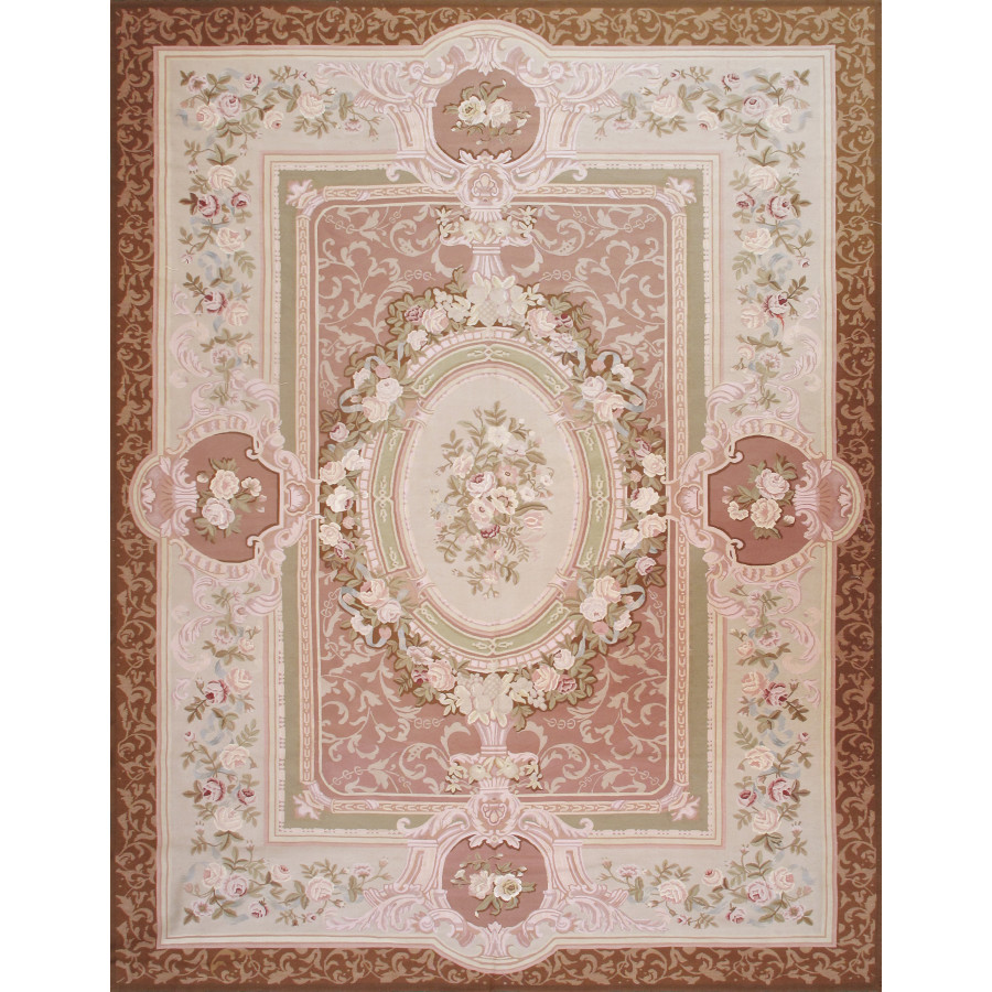 Pasargad - Abusson Collection Hand-Knotted Wool Area Rug in L.Brown/Beige, 110" x 142" (991201 9x12)