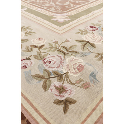 Pasargad - Abusson Collection Hand-Knotted Wool Area Rug in L.Brown/Beige, 110" x 142" (991201 9x12)