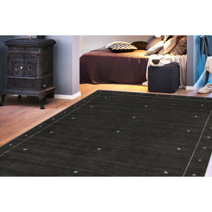 Pasargad Gramercy Collection Hand-Loomed Silk and Wool Charcoal Area Rug (AR-21 8X10) - 93'' x 117''
