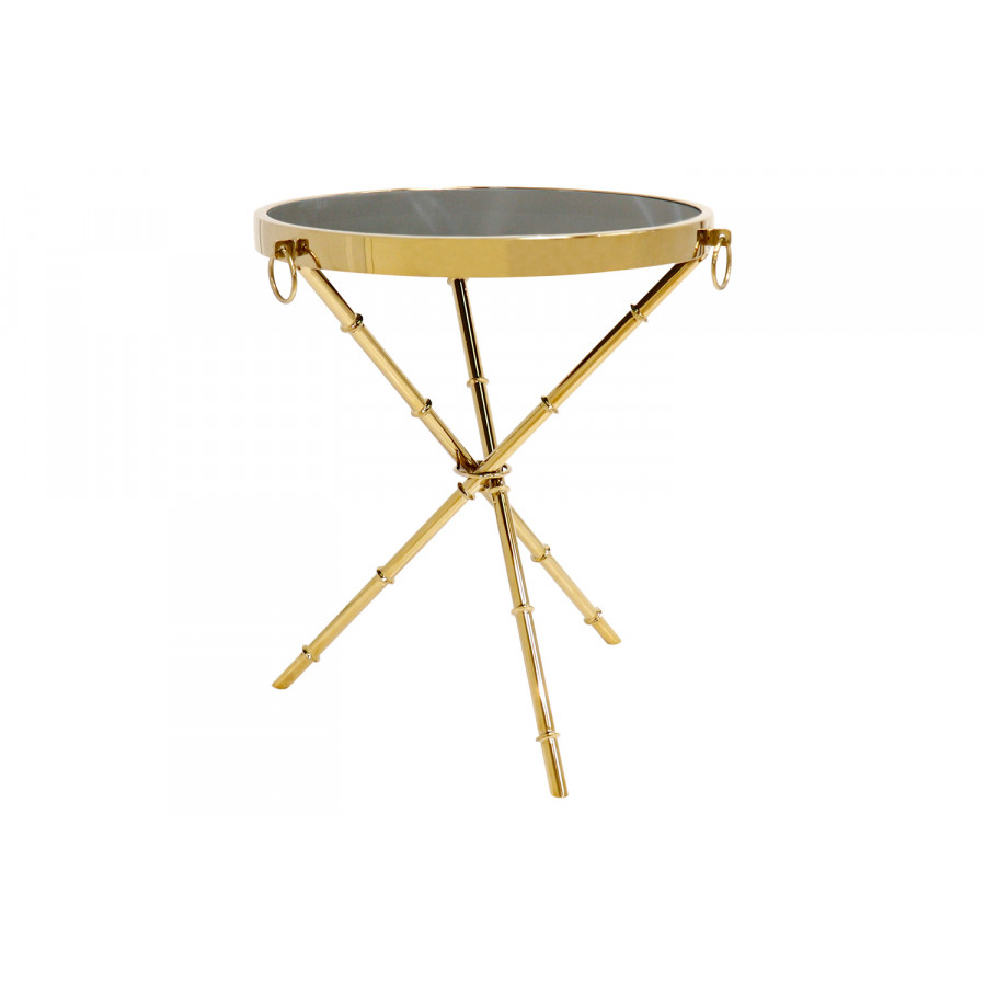 Pasargad Vicenza Collection Steel and Glass Side Table - Gold