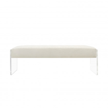 Pasargad - Tribecca Bench in Ivory/Clear, Acrylic/Velvet