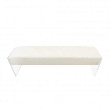 Pasargad - Tribecca Bench in Ivory/Clear, Acrylic/Velvet