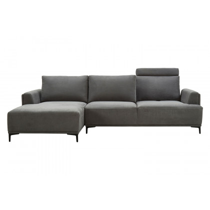 Pasargad Modern Lucca Sectional Sofa with Push Back Functional, Left Facing Chaise Gray Color
