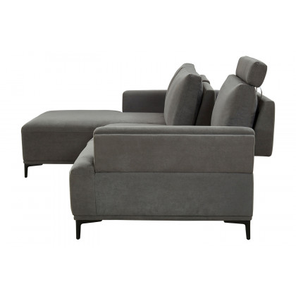 Pasargad Modern Lucca Sectional Sofa with Push Back Functional, Left Facing Chaise Gray Color