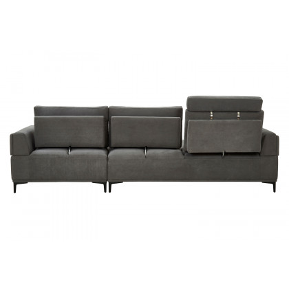Pasargad Modern Lucca Sectional Sofa with Push Back Functional, Left Facing Chaise Gray Color