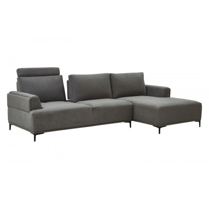 Pasargad Modern Lucca Sectional Sofa with Push Back Functional, Right Facing Chaise Gray Color