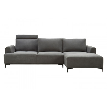 Pasargad Modern Lucca Sectional Sofa with Push Back Functional, Right Facing Chaise Gray Color