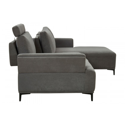 Pasargad Modern Lucca Sectional Sofa with Push Back Functional, Right Facing Chaise Gray Color