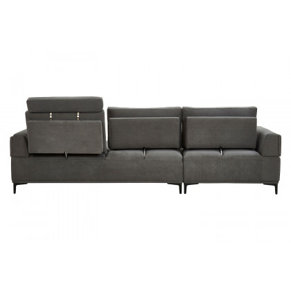 Pasargad Modern Lucca Sectional Sofa with Push Back Functional, Right Facing Chaise Gray Color
