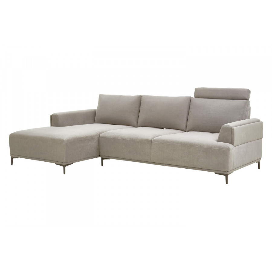 Pasargad Modern Lucca Sectional Sofa with Push Back Functional, Left Facing Chaise Beige Color