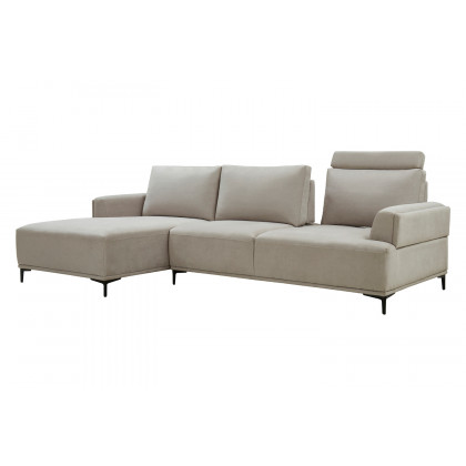 Pasargad Modern Lucca Sectional Sofa with Push Back Functional, Left Facing Chaise Beige Color
