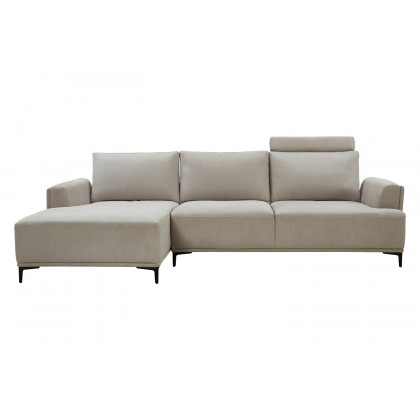 Pasargad Modern Lucca Sectional Sofa with Push Back Functional, Left Facing Chaise Beige Color