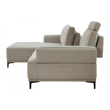 Pasargad Modern Lucca Sectional Sofa with Push Back Functional, Left Facing Chaise Beige Color