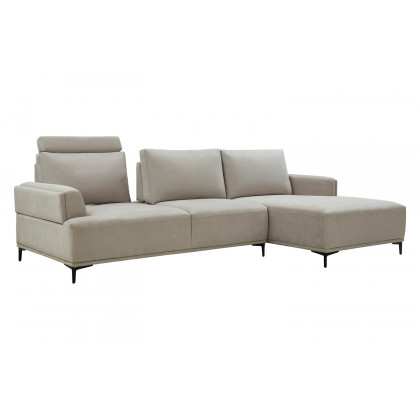 Pasargad Modern Lucca Sectional Sofa with Push Back Functional, Right Facing Chaise Beige Color