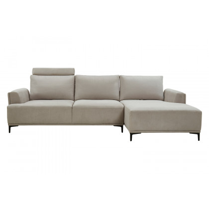 Pasargad Modern Lucca Sectional Sofa with Push Back Functional, Right Facing Chaise Beige Color