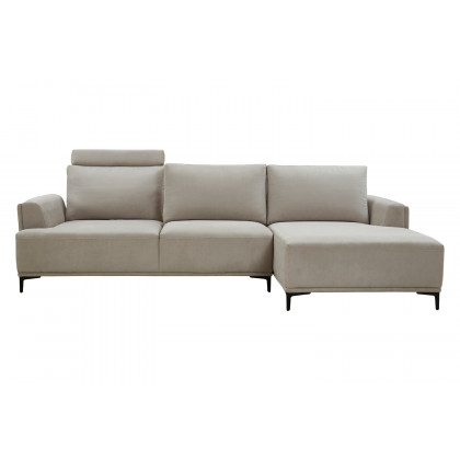 Pasargad Modern Lucca Sectional Sofa with Push Back Functional, Right Facing Chaise Beige Color