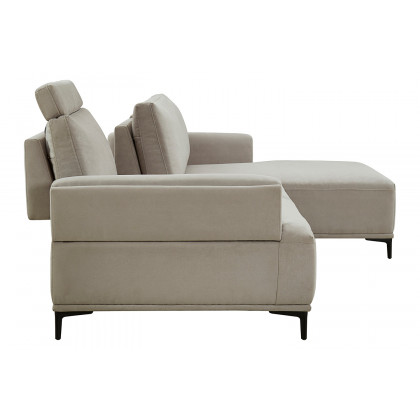 Pasargad Modern Lucca Sectional Sofa with Push Back Functional, Right Facing Chaise Beige Color