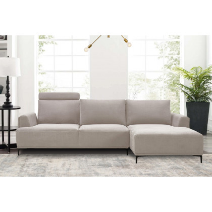 Pasargad Modern Lucca Sectional Sofa with Push Back Functional, Right Facing Chaise Beige Color