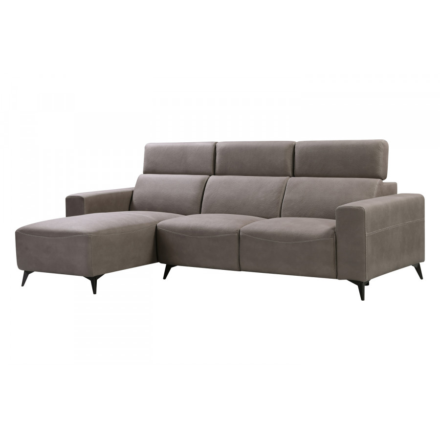 Pasargad - Modern Bari Sectional Sofa with Push Back Functional, Left Facing Gray Color
