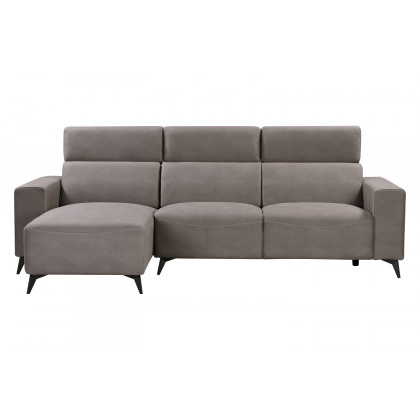 Pasargad Modern Bari Sectional Sofa with Push Back Functional, Left Facing Gray Color