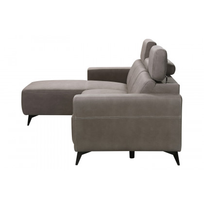 Pasargad Modern Bari Sectional Sofa with Push Back Functional, Left Facing Gray Color