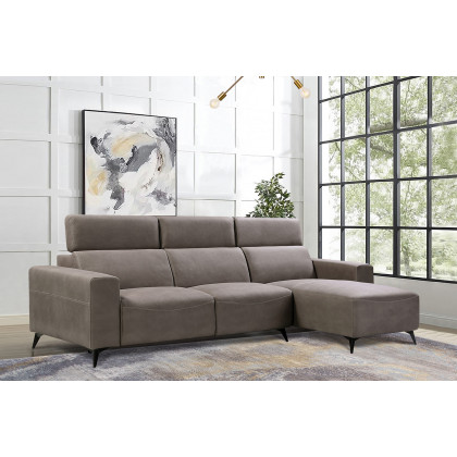 Pasargad Modern Bari Sectional Sofa with Push Back Functional, Left Facing Gray Color