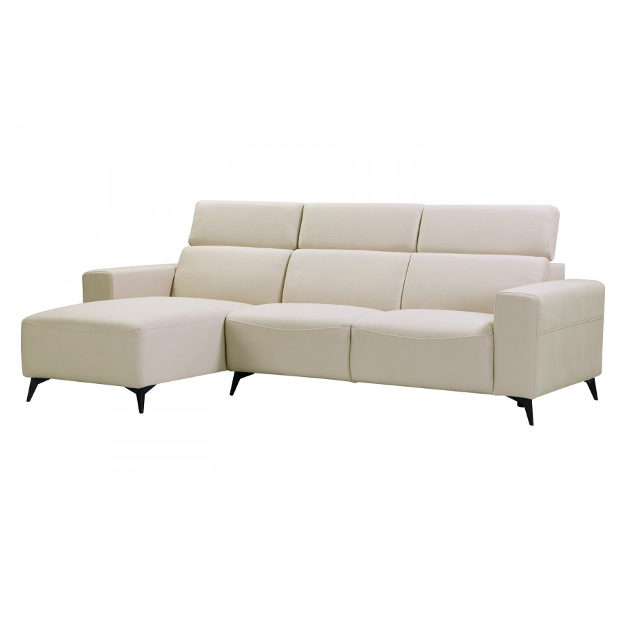 Pasargad Modern Bari Sectional Sofa with Push Back Functional, Left Facing Beige Color