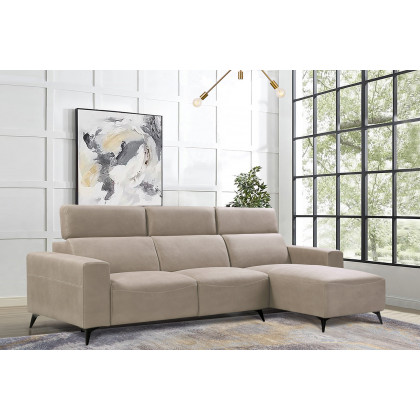 Pasargad Modern Bari Sectional Sofa with Push Back Functional, Left Facing Beige Color