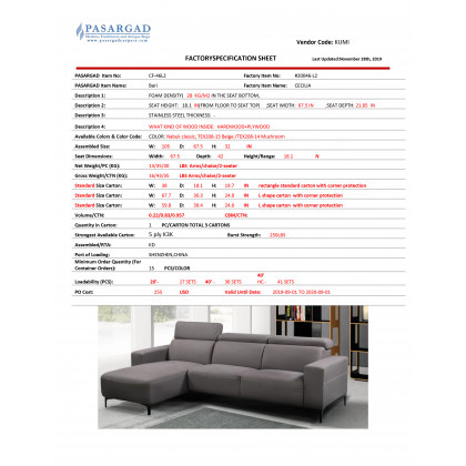 Pasargad Modern Bari Sectional Sofa with Push Back Functional, Left Facing Beige Color