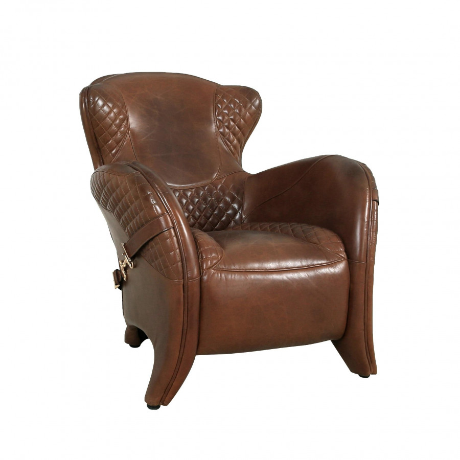Pasargad - Aspen Wing Chair in Brown, Leather