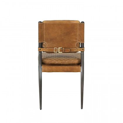 Pasargad - Capri Accent Chair with Metal Legs in Brown, Leather