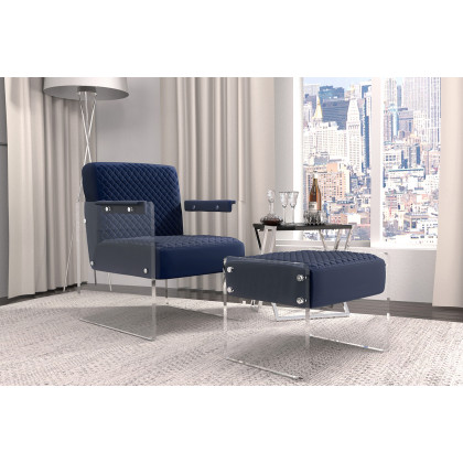 Pasargad - Tribecca Collection Acrylic and Velvet Accentchair