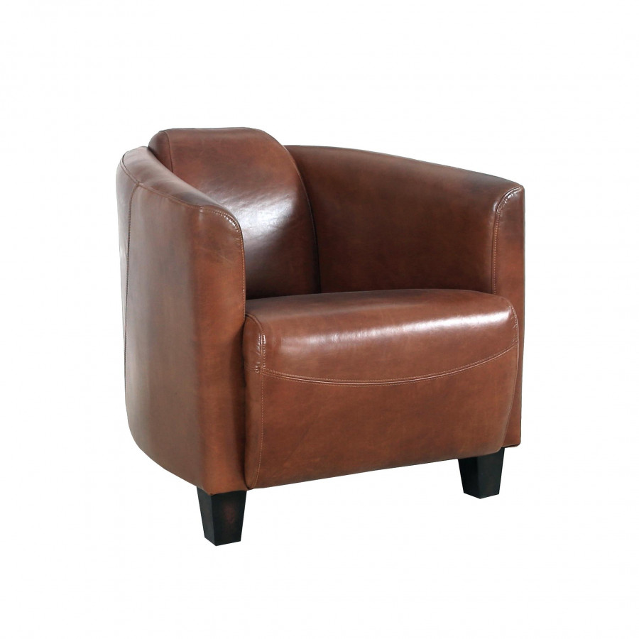 Pasargad - Madison Upholstered Armchair in Brown, Leather
