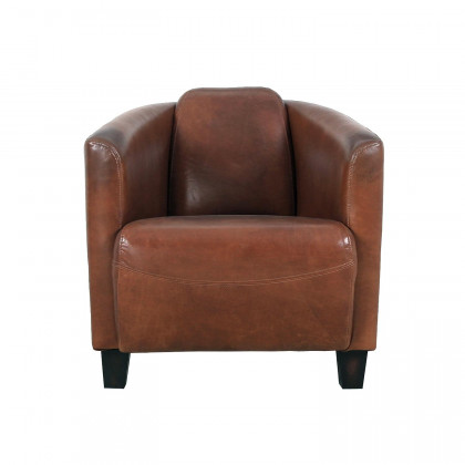 Pasargad - Madison Upholstered Armchair in Brown, Leather