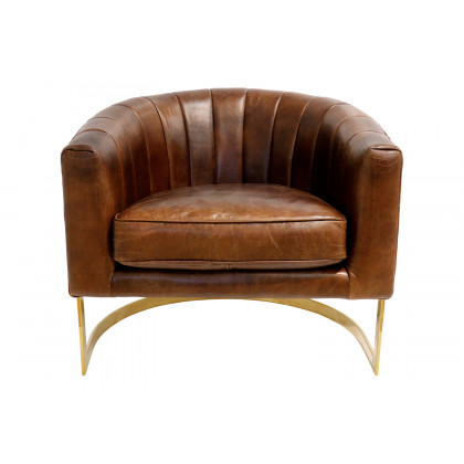 Pasargad - Vicenza Collection Barrel Leather Chair