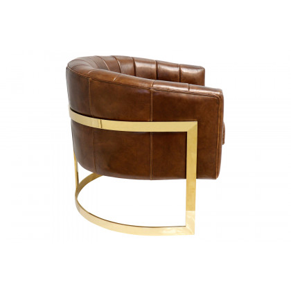 Pasargad - Vicenza Collection Barrel Leather Chair