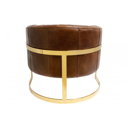 Pasargad - Vicenza Collection Barrel Leather Chair