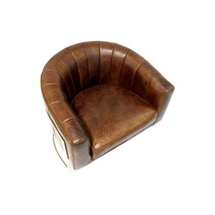 Pasargad - Vicenza Collection Barrel Leather Chair