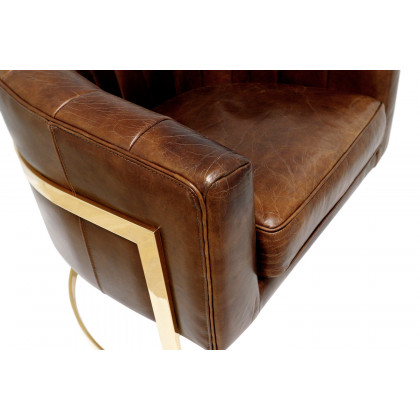 Pasargad - Vicenza Collection Barrel Leather Chair
