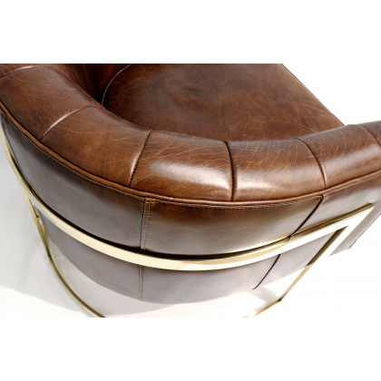 Pasargad - Vicenza Collection Barrel Leather Chair