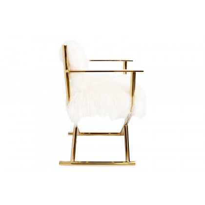 Pasargad Mongolian Fur Director's Chair - Gold
