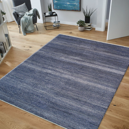 Pasargad Transitiona Collection Fine Bamboo Silk/Wool Area Rug - Navy, 70" x 114" (GRASS-NVY 6x10)