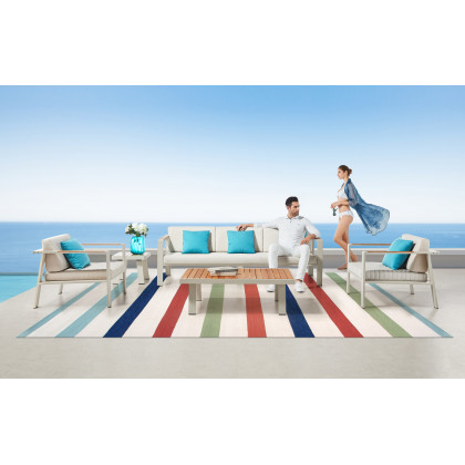 Pasargad Hampton Collection Flat Weave Polypropylene Area Rug - Ivory/Multi, 117" x 165" (hmpt-01b 10x14)