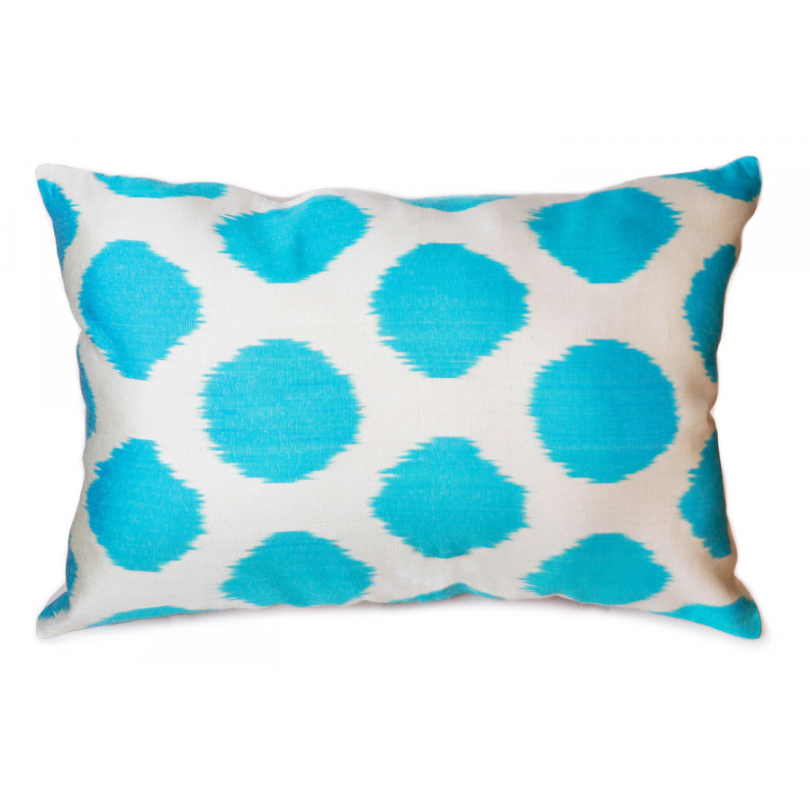 Pasargad - Silk Velvet Ikat Aqua Pillow 15" X 24"