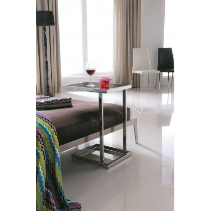 Pasargad Luxe Rectangular Base End Table - Black/Chrome, Glass/Steel