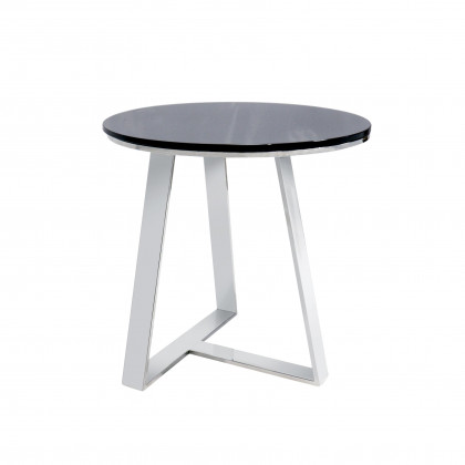 Pasargad Luxe Triangular Base End Table - Black/Chrome, Glass/Steel